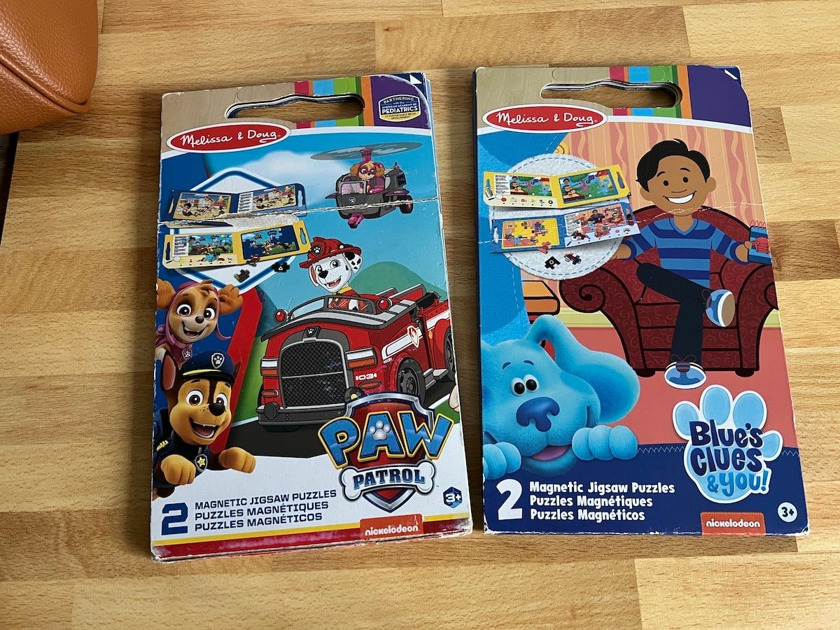 Melissa & Doug magnetic puzzles that are great travel toys for toddlers.